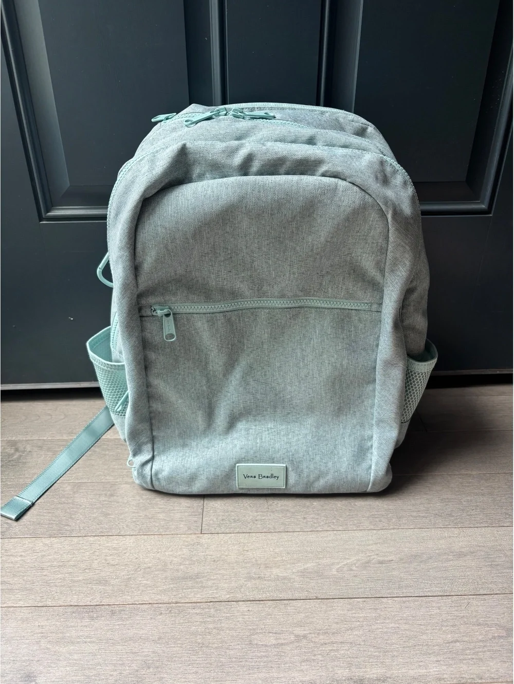 Light green Vera Bradley large backpack travel zip pockets unisex adult school